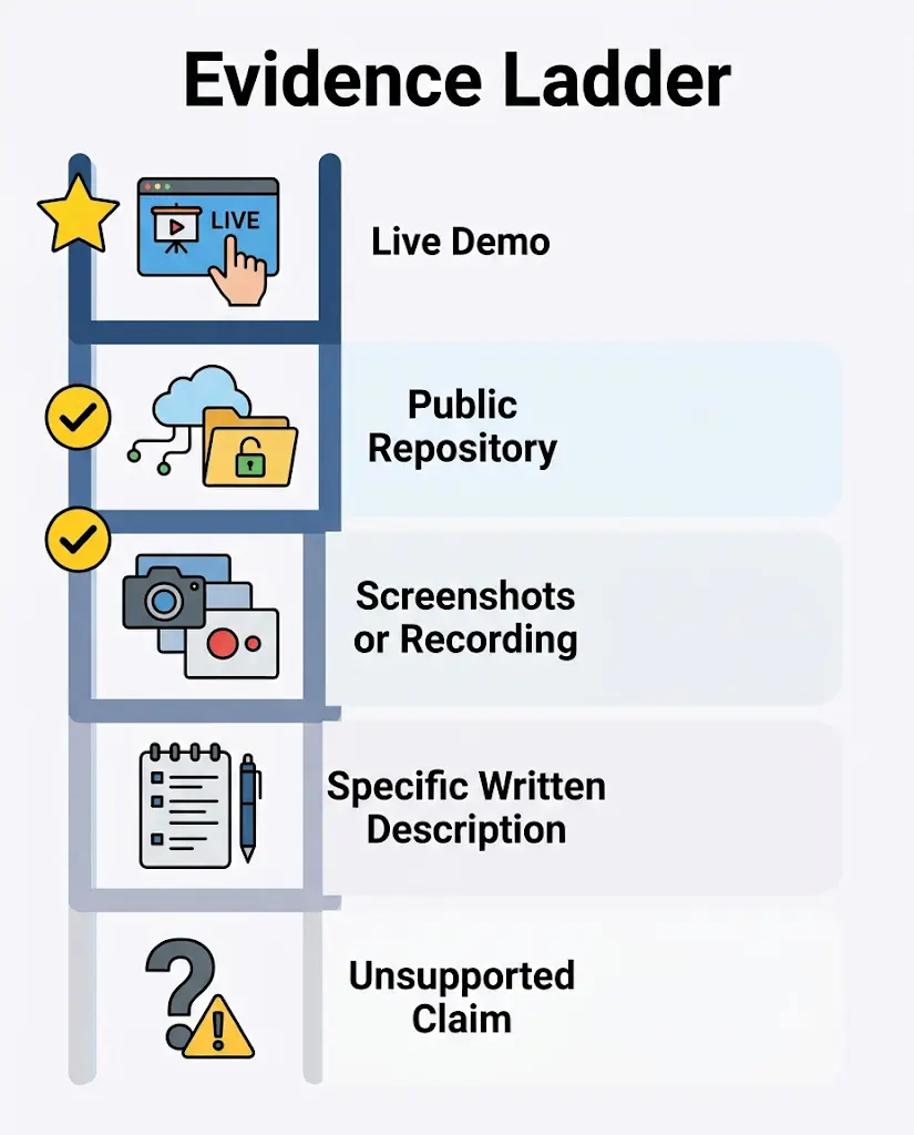 How to Use Screenshots, Demos, Repositories, and Research Evidence